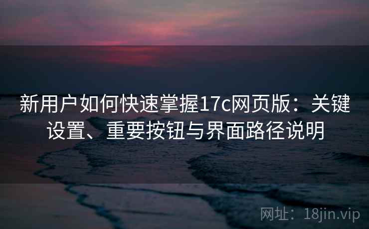 新用户如何快速掌握17c网页版：关键设置、重要按钮与界面路径说明