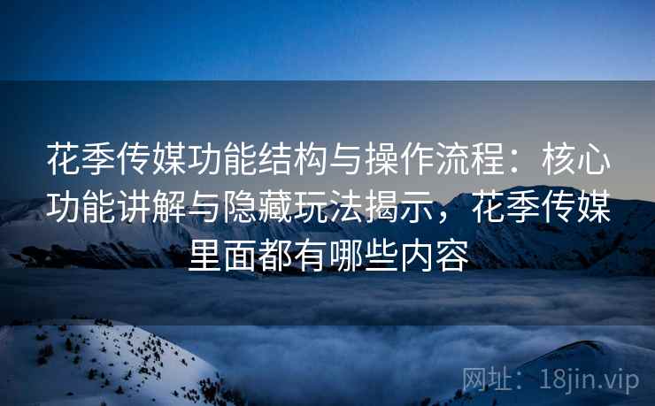 花季传媒功能结构与操作流程：核心功能讲解与隐藏玩法揭示，花季传媒里面都有哪些内容