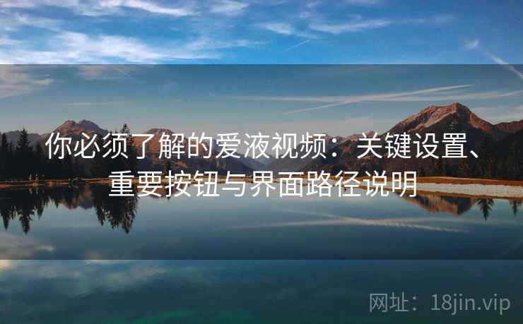 你必须了解的爱液视频:关键设置、重要按钮与界面路径说明 你必须了解的爱液视频:关键设置、重要按钮与界面路径说明