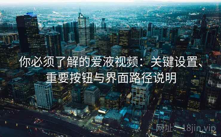 你必须了解的爱液视频:关键设置、重要按钮与界面路径说明 你必须了解的爱液视频:关键设置、重要按钮与界面路径说明