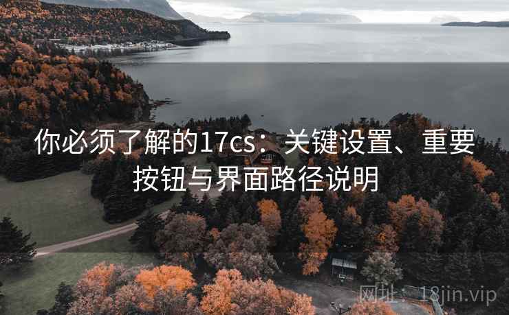 你必须了解的17cs:关键设置、重要按钮与界面路径说明 你必须了解的17cs:关键设置、重要按钮与界面路径说明