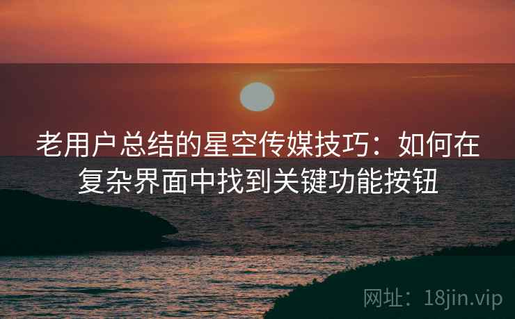 老用户总结的星空传媒技巧:如何在复杂界面中找到关键功能按钮 老用户总结的星空传媒技巧:如何在复杂界面中找到关键功能按钮